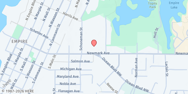 Map showing The Waffle Project at 1200 Newmark Avenue, Coos Bay, OR