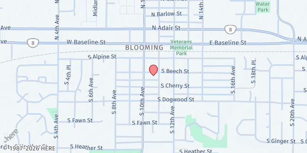 Map showing Cornelius United Methodist Church at 1095 S Beech St, Cornelius, OR