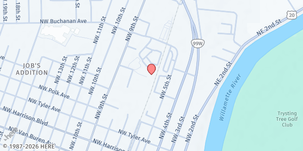 Map showing Community Outreach at 865 NW Reiman Ave, Corvallis, OR