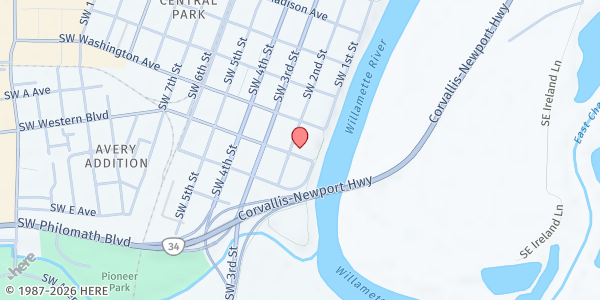 Map showing Linn Benton Food Share - Get Help Location at Linn Benton Food Share - Location 1, Corvallis, OR