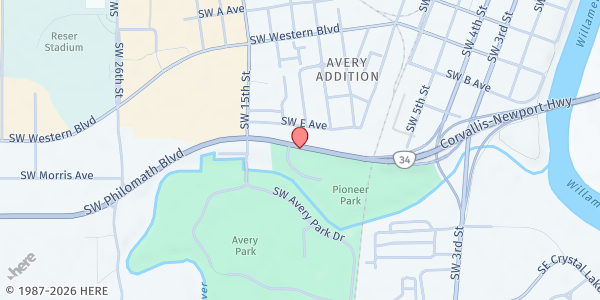Map showing Mary's River Gleaners at 1300 SW Philomath Blvd, Corvallis, OR