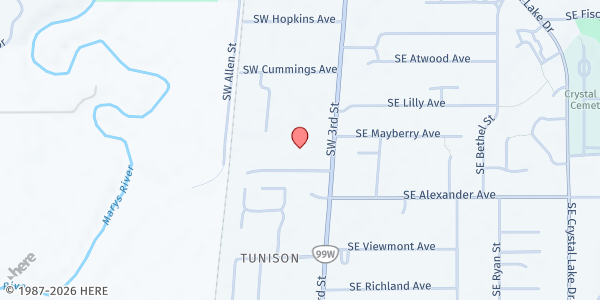 Map showing South Corvallis Food Bank at 1800 SW 3rd, Suite 110, Corvallis, OR