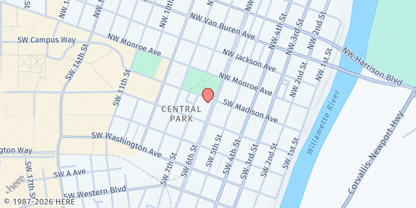 Map showing Stone Soup Corvallis Inc.- First Christian at 602 SW Madison Ave, Corvallis, OR