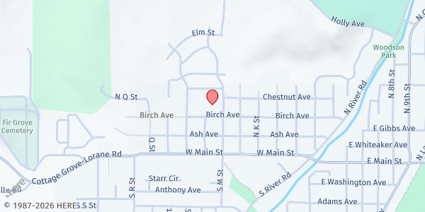 Map showing Community Sharing - Cottage Grove at 1440 Birch St, Cottage Grove, OR