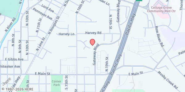 Map showing Trillium Produce Plus at ODHS Cottage Grove at 305 Coop Court, Cottage Grove, OR