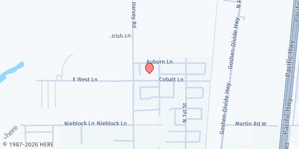 Map showing Community Food for Creswell at 364 Cobalt Lane, Creswell, OR