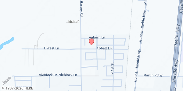 Map showing Community Food For Creswell Main Location at 364 Cobalt Lane, Creswell, OR