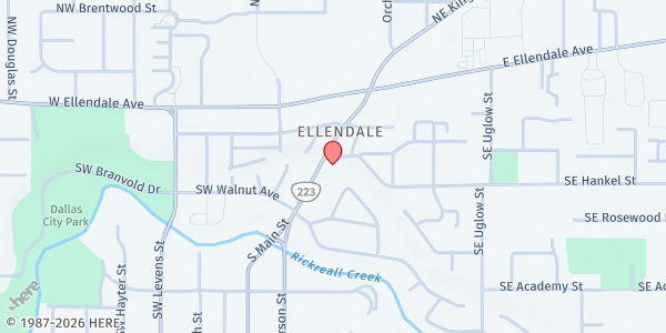 Map showing Dallas Food Bank at 322 N. Main St. #180, Dallas, OR