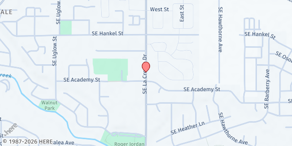 Map showing James 2 Community Kitchen - Dallas UMC at 565 Se Lacreole Dr, Dallas, OR