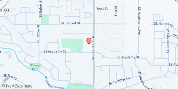 Map showing James 2 Community Kitchen - Dallas UMC at 565 SE LaCreole Drive, Dallas, OR