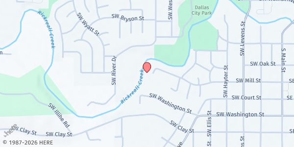 Map showing James 2 Community Kitchen - St. Philip's at 825 Southwest Mill Street, Dallas, OR