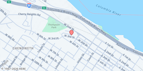 Map showing Bread and Blessings at 315 W. 3rd St., The Dalles, OR