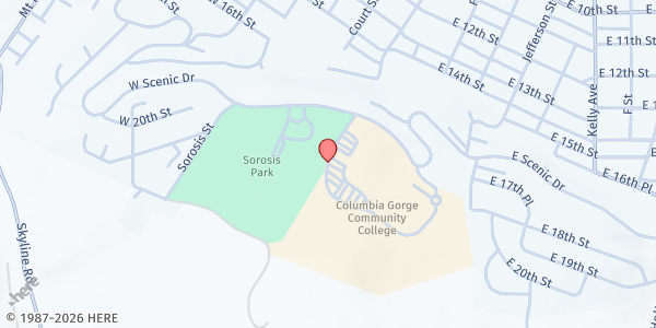 Map showing Chinook Campus Pantry (CGCC) - Art Building at 400 East Scenic Dr, The Dalles, OR