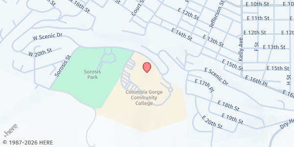 Map showing Chinook Campus Pantry at 400 E. Scenic Dr., Building 4, The Dalles, OR