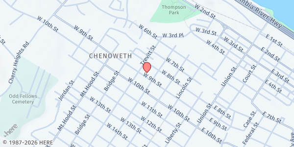 Map showing St Vincent De Paul of the Dalles at 505 W 9th St, The Dalles, OR