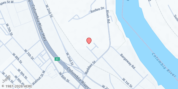 Map showing Windy River Gleaners at 3525 Crates Way, The Dalles, OR