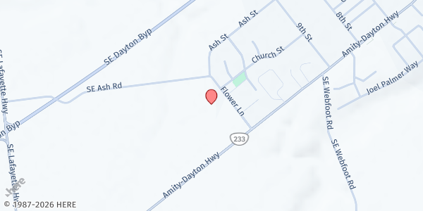 Map showing Dayton Food Pantry at 300 Flower Lane, Dayton, OR