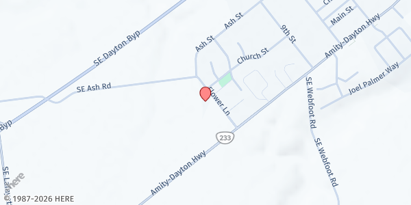 Map showing Dayton Food Pantry at 300 Flower Lane, Dayton, OR