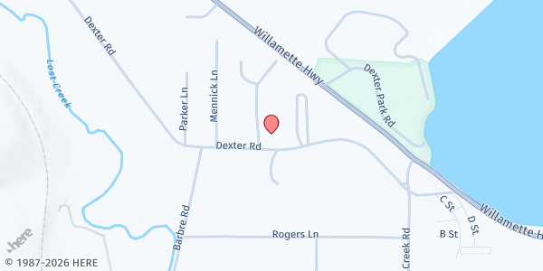 Map showing Dexter Food Pantry at 38925 Dexter Road, Dexter, OR
