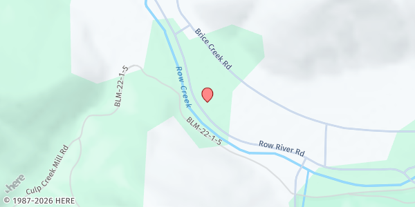 Map showing Up River Food Pantry at 37895 Row River Road, Dorena, OR