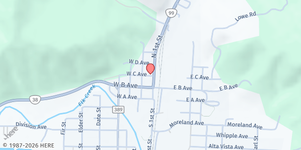 Map showing FISH of Drain at 128 C Street, Drain, OR