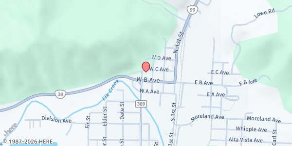 Map showing Living Hope Outreach - Drain Distribution Site at 337 "C" Avenue, Drain, OR