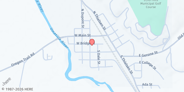 Map showing Chester's Food Pantry - Echo at 310 West Bridge St., Echo, OR