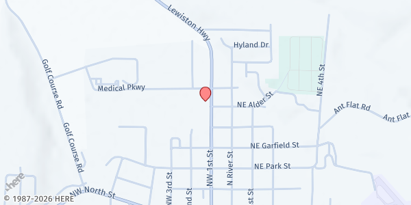 Map showing Wallowa People's Pantry at 702 NW 1st, Enterprise, OR