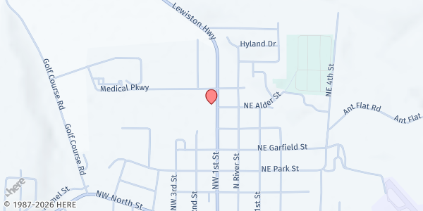 Map showing Wallowa People's Pantry Food Bank at 702 NW 1st, Enterprise, OR