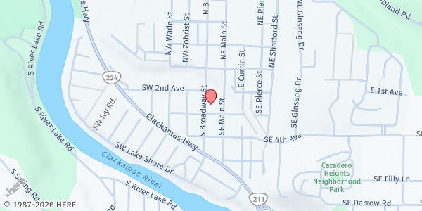 Map showing Estacada Area Food Bank at 272 S Broadway St, Estacada, OR