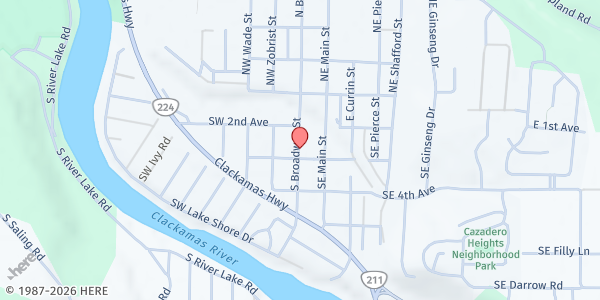 Map showing Estacada Area Food Bank at 272 S Broadway St, Estacada, OR
