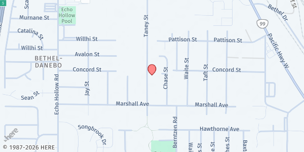 Map showing Casa de Luz at 1295 Taney St, Eugene, OR