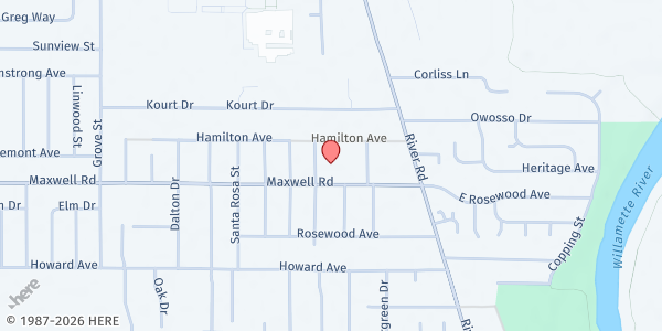 Map showing Larry Collins Memorial Pantry at 255 Maxwell Rd, Eugene, OR