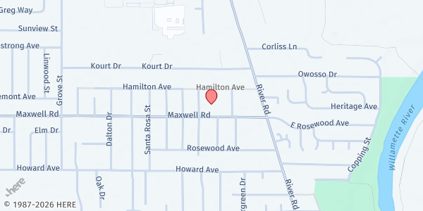 Map showing Larry Collins Memorial Pantry at 255 Maxwell Rd, Eugene, OR