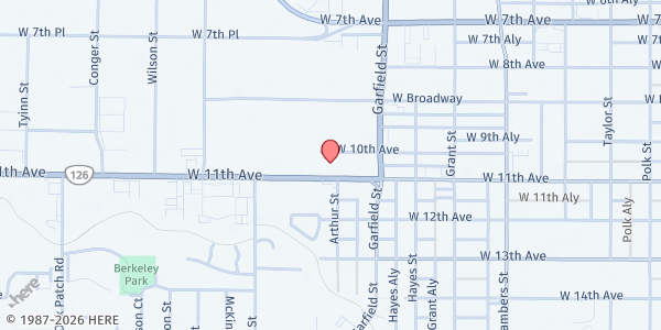 Map showing ODHS West Eugene Family Center at 2101 W 11th Ave, Eugene, OR
