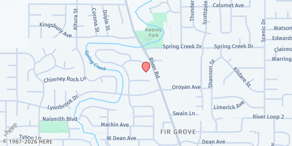 Map showing Pray BiG! Food Pantry at 4110 River Road, Eugene, OR