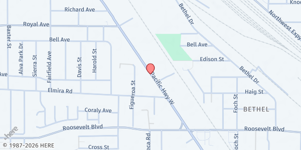 Map showing SVDP Service Station at 450 Highway 99 N, Eugene, OR