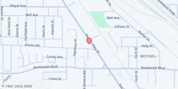 Map showing SVDP Service Station at 450 Highway 99 N, Eugene, OR