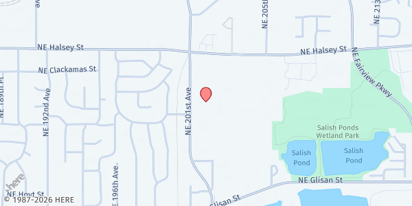 Map showing School Pantry at Reynolds Middle School at 1200 NE 201st Ave, Fairview, OR