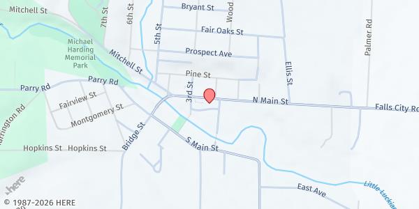 Map showing James 2, Falls City United Methodist Church at 257 North Main Street, Falls City, OR