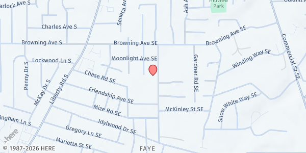 Map showing Queen of Peace Catholic Church at 4227 Lone Oak Road Southeast, Faye Wright, OR