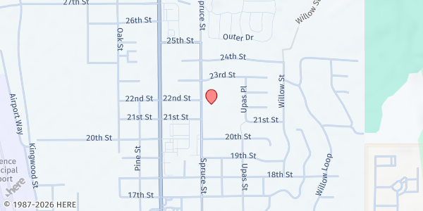 Map showing Florence Food Share at 2190 Spruce St., Florence, OR
