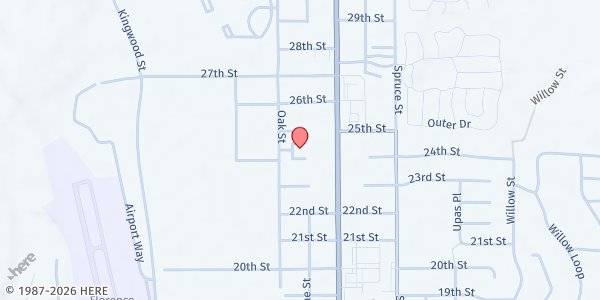 Map showing Oak Terrace Apartments at 2450 Oak Street, Florence, OR