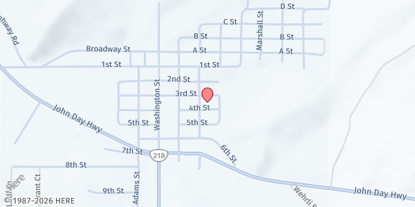 Map showing Fossil Community Food Pantry at 702 3rd Street, Fossil, OR