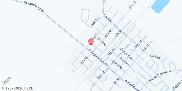 Map showing Sacred Heart Food Bank at 680 Elm Street, Gervais, OR