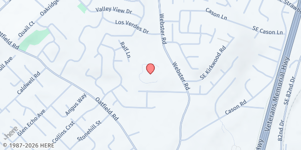 Map showing School Pantry at Kraxberger Middle School (NWFS) at 17777 Webster Rd., Gladstone, OR