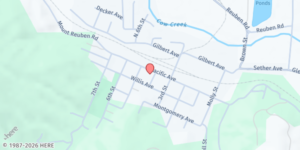 Map showing Community Care Food Pantry at 518 Pacific Avenue, Glendale, OR