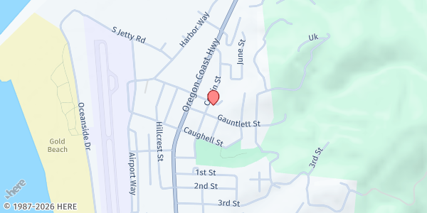 Map showing Christian Help Food Bank at 29813 Colbin St., Gold Beach, OR