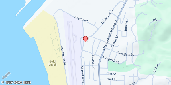 Map showing Gold Beach Community Center at 29841 Airport Way, Gold Beach, OR