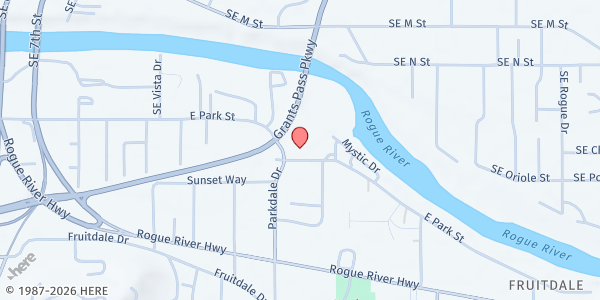 Map showing Fire Station at 800 East Park St, Grants Pass, OR